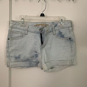 Striped, acid-washed shorts